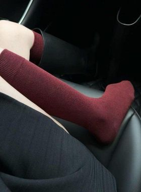 May3socks 春秋季安哥拉红色小腿袜基础款堆堆袜女过年喜庆红袜子