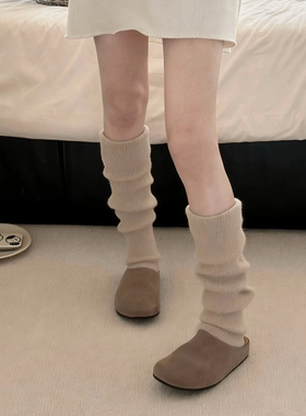 袜套女秋冬保暖踩脚袜套针织长筒堆堆袜灰色加厚小腿袜