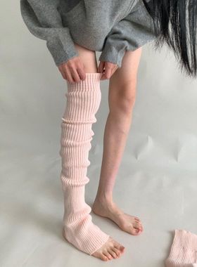 秋冬季针织保暖堆堆袜套女粉色温柔少女显瘦小腿袜腿套百搭过膝袜