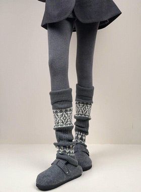 May3socks 秋冬季费尔岛袜子女加厚保暖袜套长筒堆堆袜显瘦小腿袜