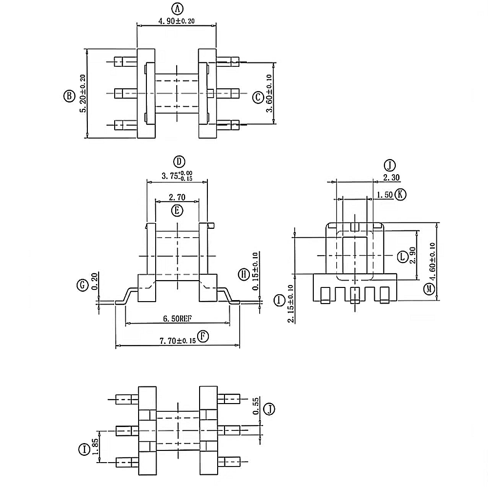 EE5.0变压器铁氧体磁芯骨架卧