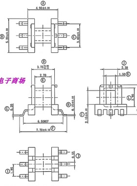 EE5.0 高频变压器磁芯骨架EE5 磁芯骨架单槽贴片3+3