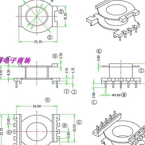 eq30变压器骨架磁芯高频立式