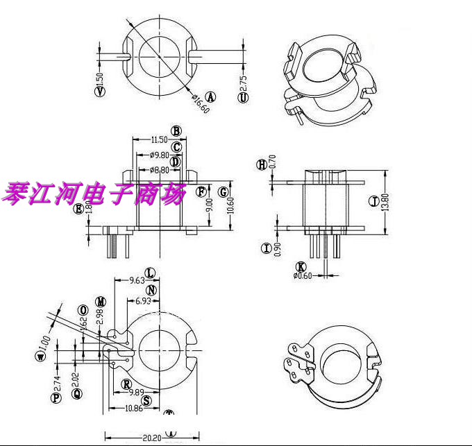 RM8高频变压器磁芯骨架