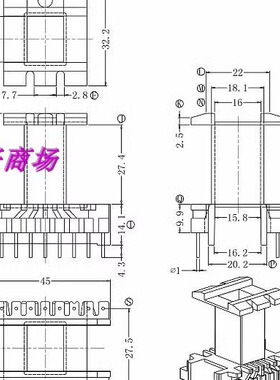 EE42电源变压器磁芯骨架 立式9+9针 EE42电源变压器磁芯骨架