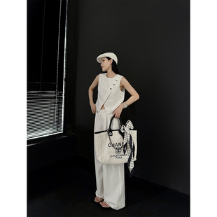 休闲套装 PAPERLLL辛间 两件套女高级感夏季 麻背心阔腿裤 气质lady