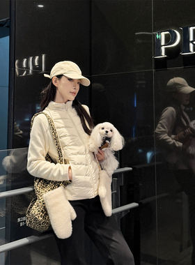 PAPERLLL辛间 解构拼接 轻薄短款立领抓绒拼接白鸭绒羽绒服女冬季