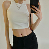 遮副乳无袖 PAPERLLL短款 咖色吊带小背心女夏内搭美式 T恤外穿上衣