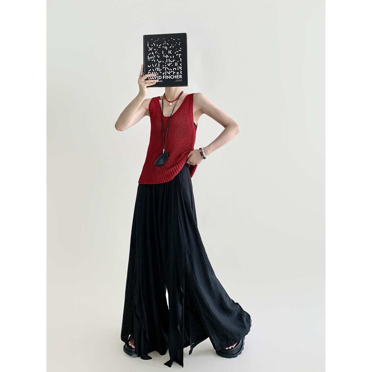 PAPERLLL辛间 慵懒呼吸裤 夏季透气开叉荷叶边阔腿裤休闲长裤女,女装/女士精品,休闲裤,淘宝优惠券,粉丝福利购,淘宝优惠卷