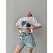 PAPERLLL辛间毛边牛仔短裤 A字高腰小个子休闲热裤 女2026新款 爆款