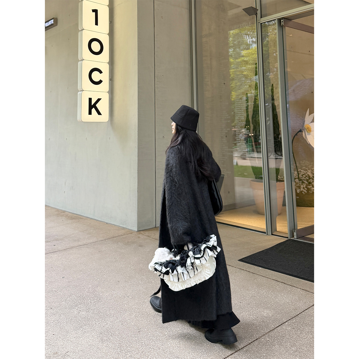 PAPERLLL辛间 冬日权柄 珍稀牦牛绒系带收腰长款大衣女冬质感外套