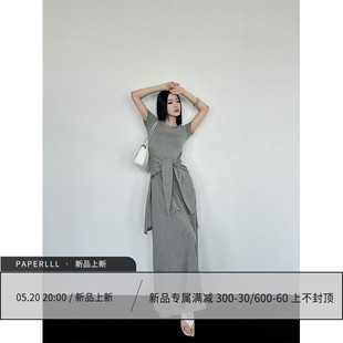 PAPERLLL辛间夏季 显气质 腰部绑带连衣裙女小众设计感修身 新款