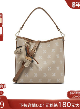 百思图2026春季新款商场同款手提包复古老花单肩斜挎包女JA432AX6