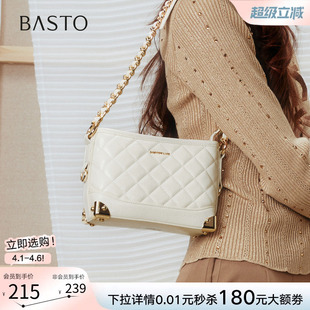 百思图春秋商场新款 链条包通勤绗缝包单肩斜挎包女TY024CX5 时尚