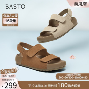 厚底女沙滩凉鞋 百思图2025夏季 运动凉鞋 休闲勃肯鞋 D7732BL5 新款