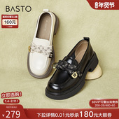 百思图春商场新款 WA399AA4 女深口单鞋 英伦蝴蝶结乐福鞋 小皮鞋