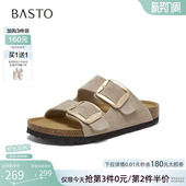 复古休闲外穿女拖鞋 厚底勃肯鞋 D5081BT6 商场新款 百思图2026夏季