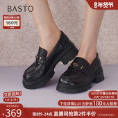 百思图2026春商场新款 BV021AA6 女单鞋 英伦风厚底粗跟乐福鞋 小皮鞋