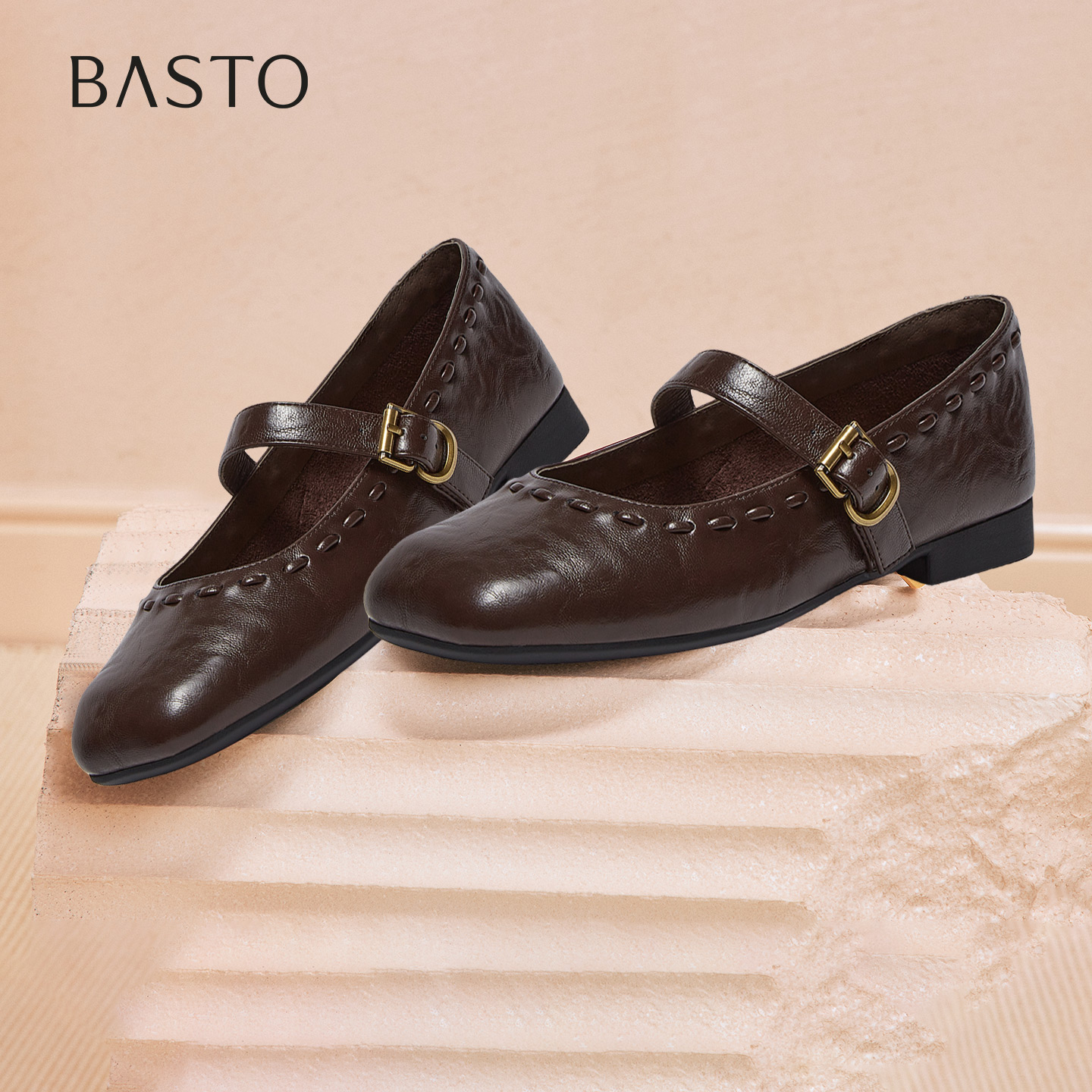 【张小婉同款】百思图2026春季新款玛丽珍鞋小皮鞋女单鞋F0111AQ6