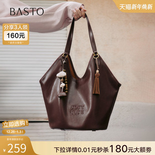 百思图25冬商场新款 质感大容量单肩包女TY050DX5 miu系托特包时尚