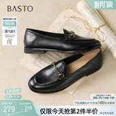 女单鞋 百思图2026春季 英伦小皮鞋 舒适低跟通勤乐福鞋 UXS07AA6 新款