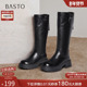 百思图2025冬季 新款 骑士靴粗腿显瘦大筒围粗跟女高筒长靴F2271DG5