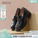 粗跟女深口单鞋 百思图2026春季 小皮鞋 厚底乐福鞋 BV710AA6 商场新款