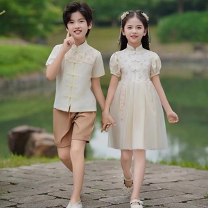 六一儿童夏季演出服男女童小学生民国风班服幼儿园新中式合唱服