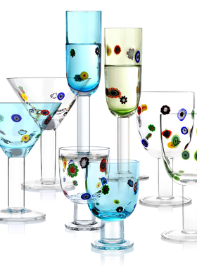 Homix 淄博琉璃手工水晶玻璃杯酒杯水杯果汁杯冷饮杯