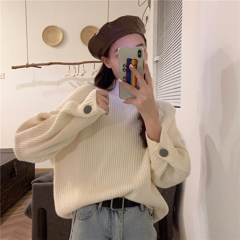 Korean loose turtleneck sweater top with real price