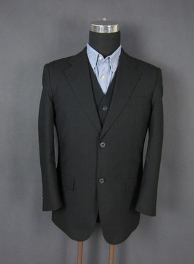 中古KANSAI YAMAMOTO山本宽斋黑色条纹绅士西服 春秋薄款外套H760