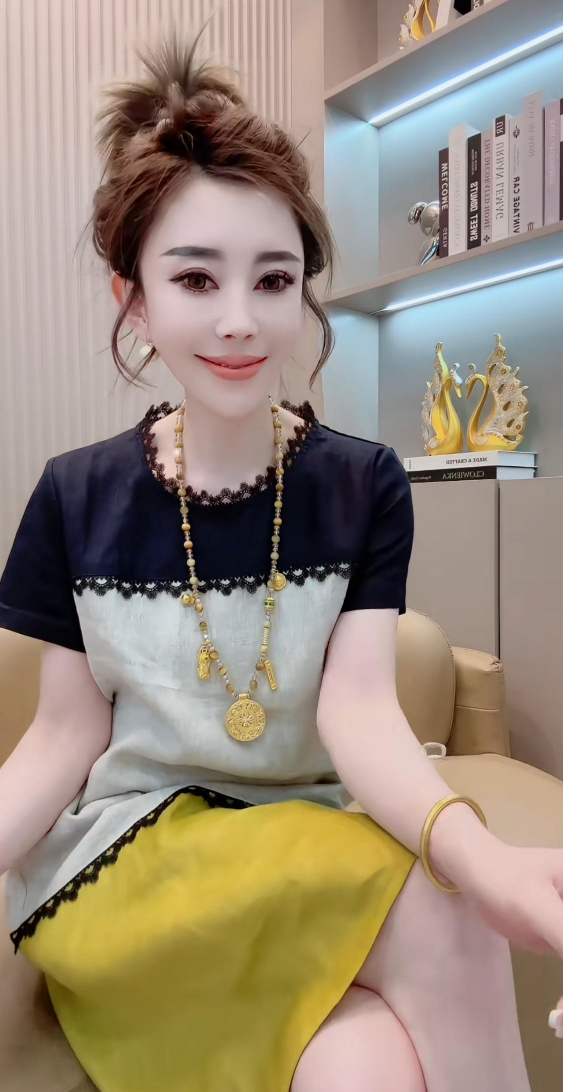 欧货时尚圆领短袖苎麻蕾丝花边宽松连衣裙女2025夏季新款显瘦裙子