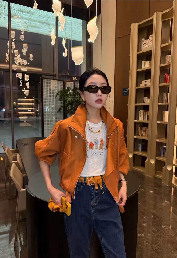 高端欧货2026春夏新款立领拉链天丝亚麻薄款防晒夹克短外套女上衣