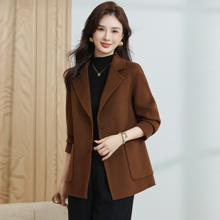 双面羊绒大衣女士高端西装羊毛呢外套秋冬季短款时尚气质修身西服