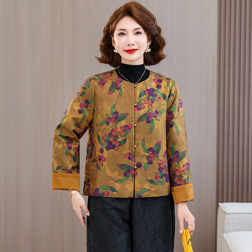 新中式妈妈秋装短外套女国风上衣