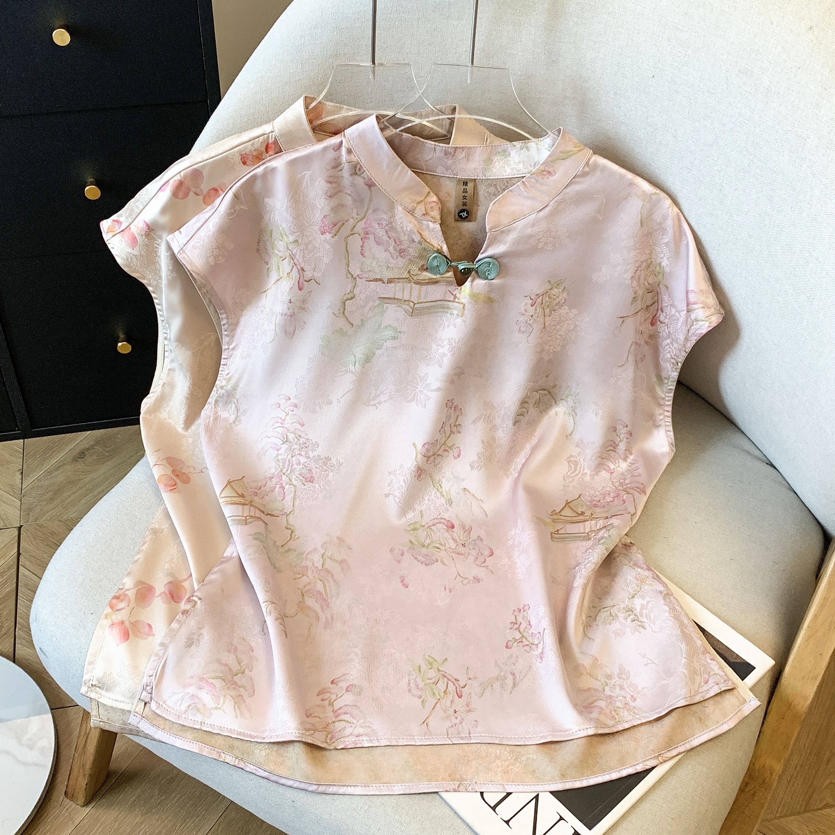 新中式设计感衬衫改良旗袍小衫女装妈妈洋气夏季薄款国风短袖上衣图片