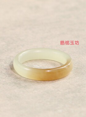 新疆和田玉糖青平安戒16号带鉴定