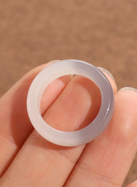 天然和田玉紫白双色素面戒指