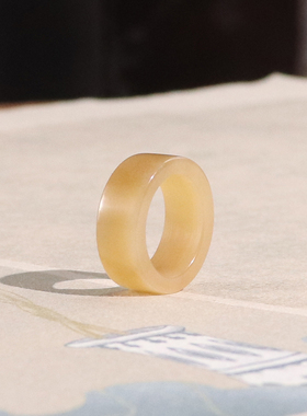 天然和田玉糖玉17号宽版戒指