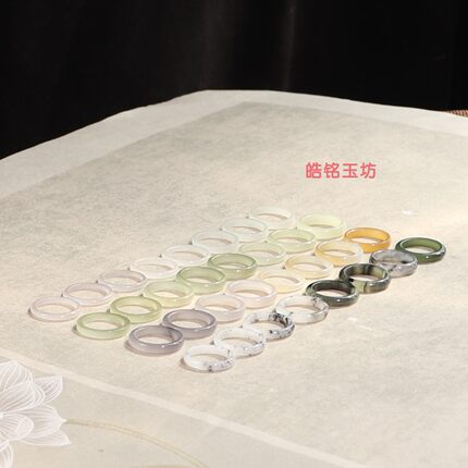 保真和田玉细款戒指6号 天然玉石素面指环经典款尾戒女款平安戒