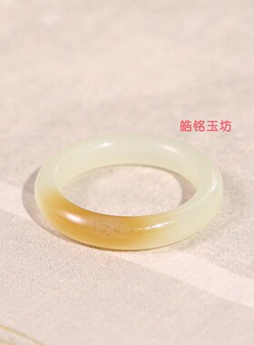 和田玉且末糖14号细款平安戒