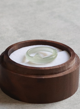 天然绿色和田玉戒指12号晴水细款猫耳朵玉石指环带证书