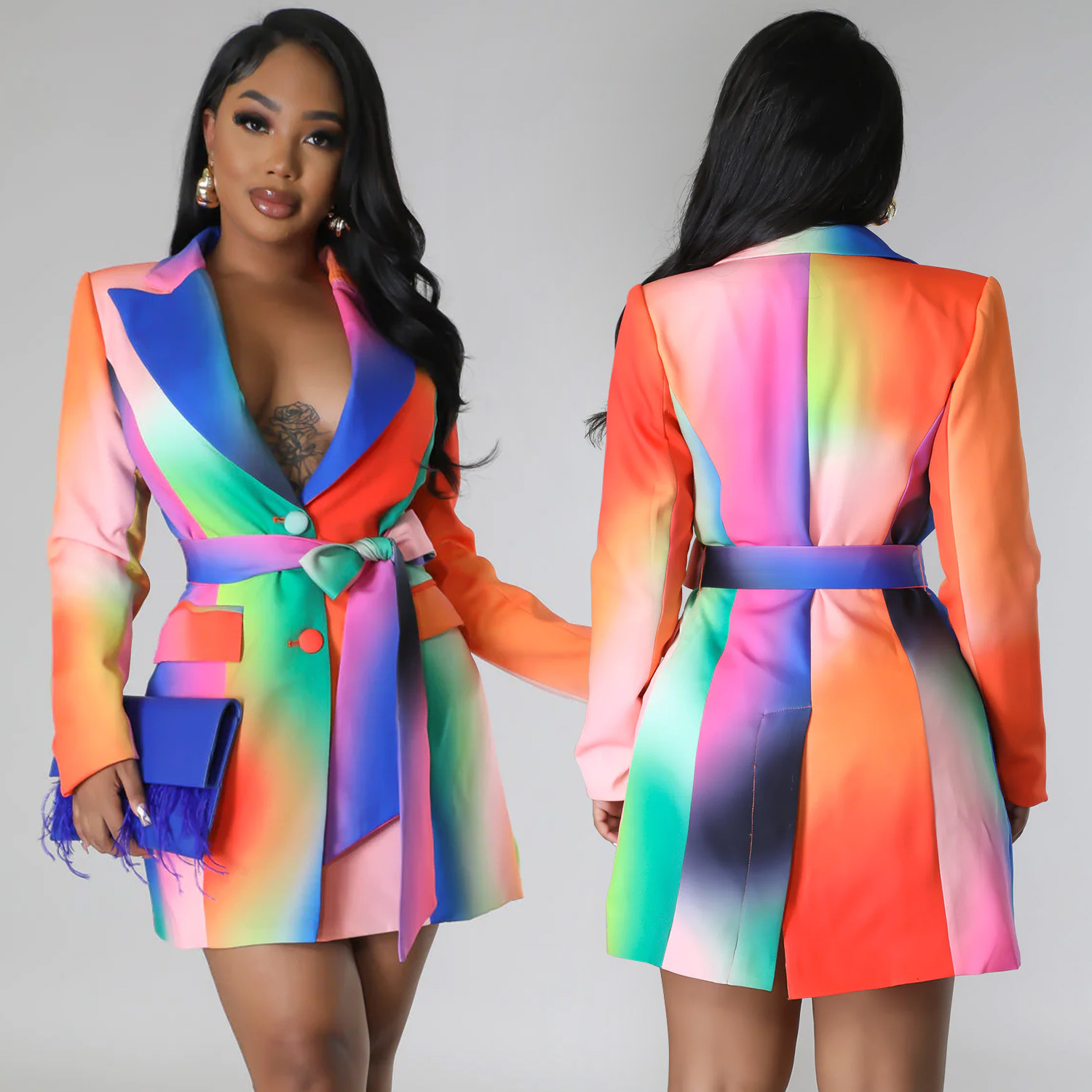 colorful trendy suit dress for young lady quality coat new 女装/女士精品 连衣裙 原图主图