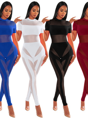 elegant see-though lace jumpsuit for lady slim sexy bodysuit