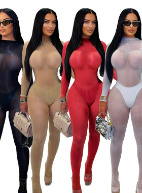 性感透视紧身连体衣 2026 Women's sexy tight fitting jumpsuit