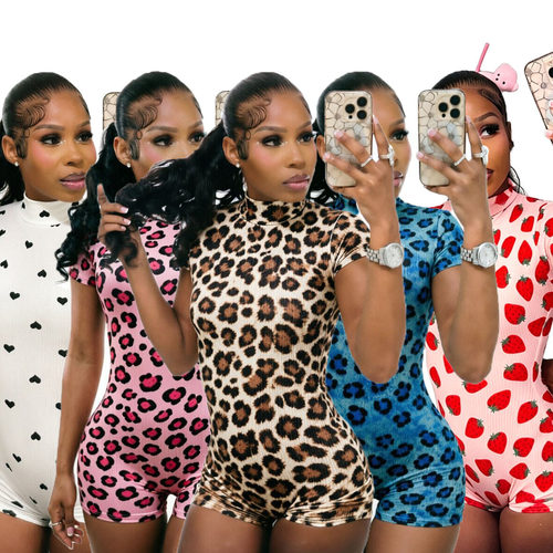 2026 sexy leopard print backless patchwork strap jumpsuit