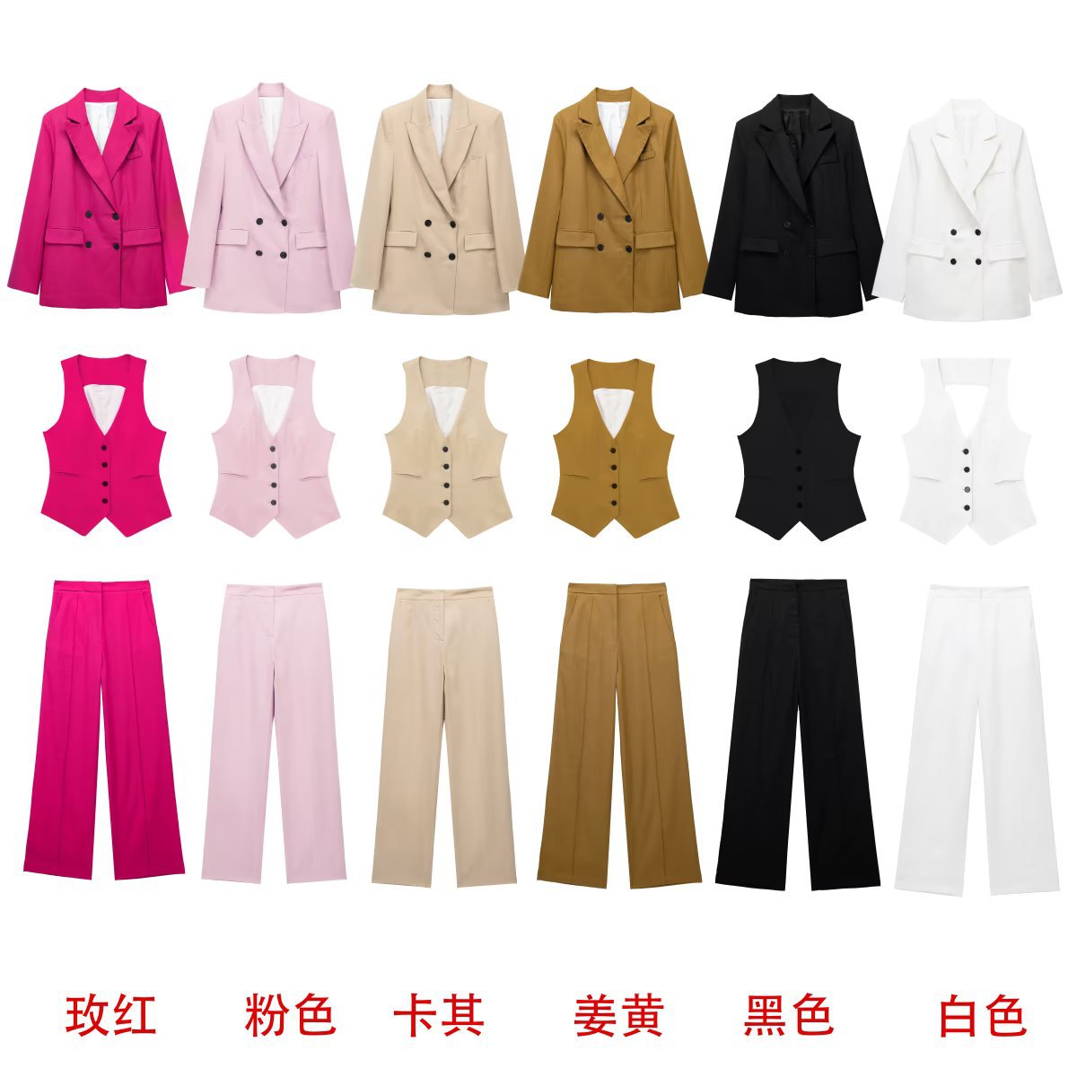 2023New fashion women's vest+jacket+pants马甲+外套+长裤套装