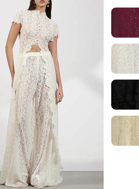 Women's lace hollow out fashionable and sexy two-piece set