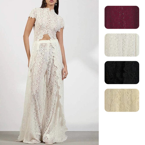 Women's lace hollow out fashionable and sexy two-piece set