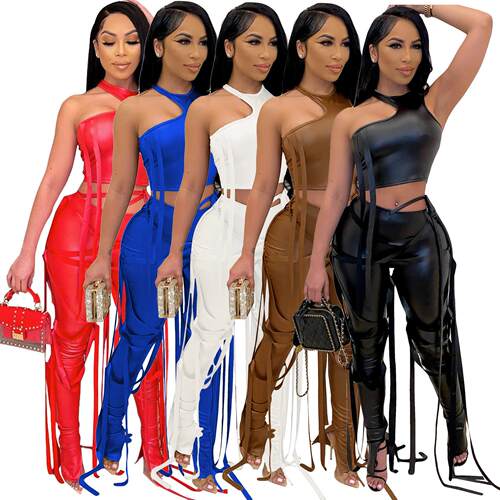 2025 sexy two-piece for women halter singlet tassel bottoms